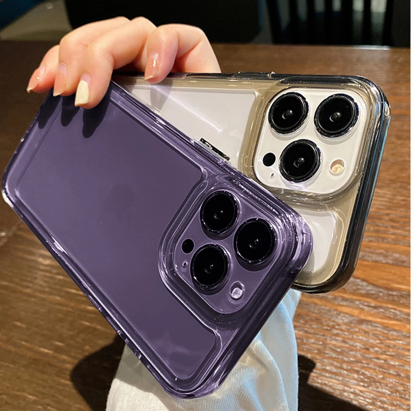 Luxury Purple Clear Shockproof Phone Case For iPhone 16 Pro Max 15 14 13 12 11 XR XS X 7 8 Plus Transparent Soft Silicone Cover