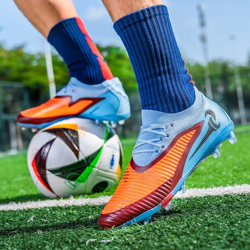 

New Men Football Boots Outdoor Sport Boys Long Spikes Non Slip Breathable Match Training Cleats Soccer Shoes Adult Comfortable