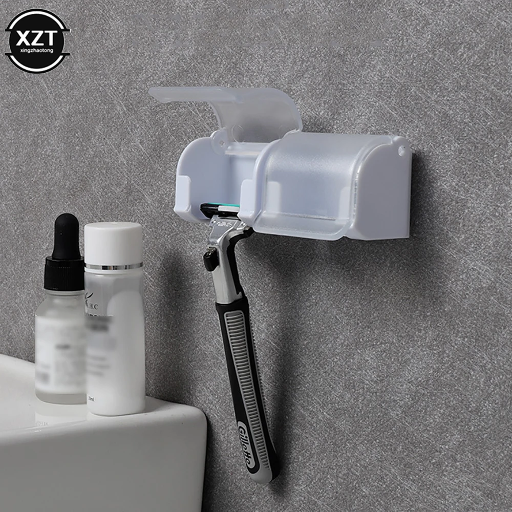 Men Shaver Razor Brush Blade Holder Storage Bathroom Wall Sucker Suction Cup Hook Stand Hanger Rack Shelf Dust Accessory Plastic