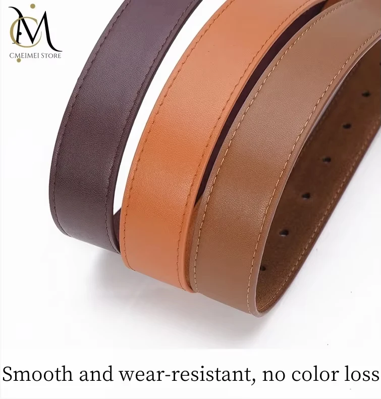 Casual Genuine Leather Belt Suede Cowhide Belts for Women Wide Elegant Dress Jeans Waistband Gold Buckle Girdle