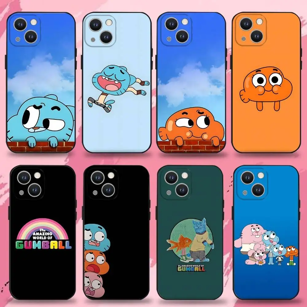 

A-Amazing World of G-Gumball Phone Case For iPhone 16,15,14,13,12,11 Plus,Pro Max,XS,X,XR,SE,Mini,8,7,Soft Silicone Black Cover