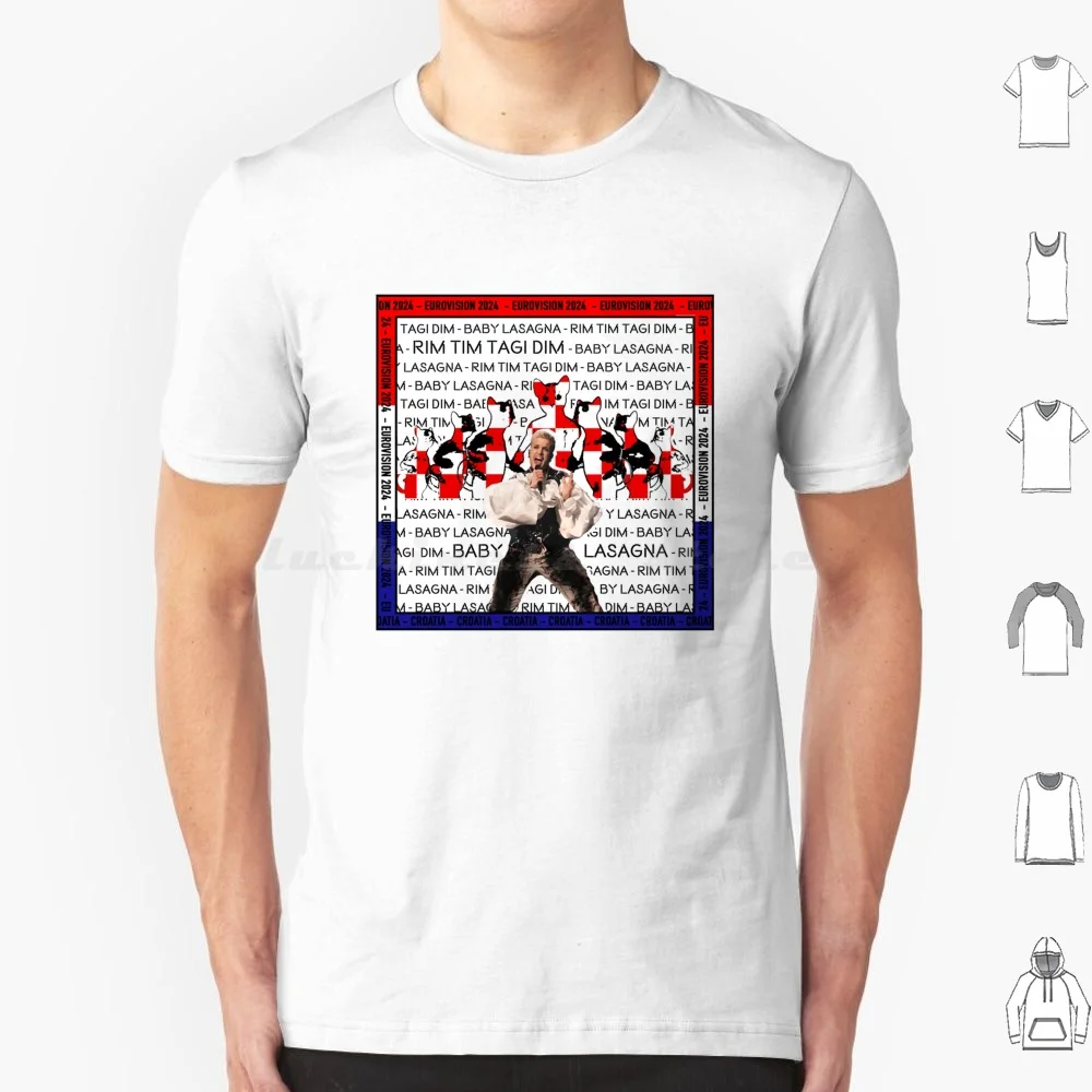 2024 Baby Lasagna "Rim Tim Tagi Dim" Camiseta de Croacia de algodón para hombres y mujeres DIY estampado Croacia 2024 Esc 2024 Baby Lasagna Baby