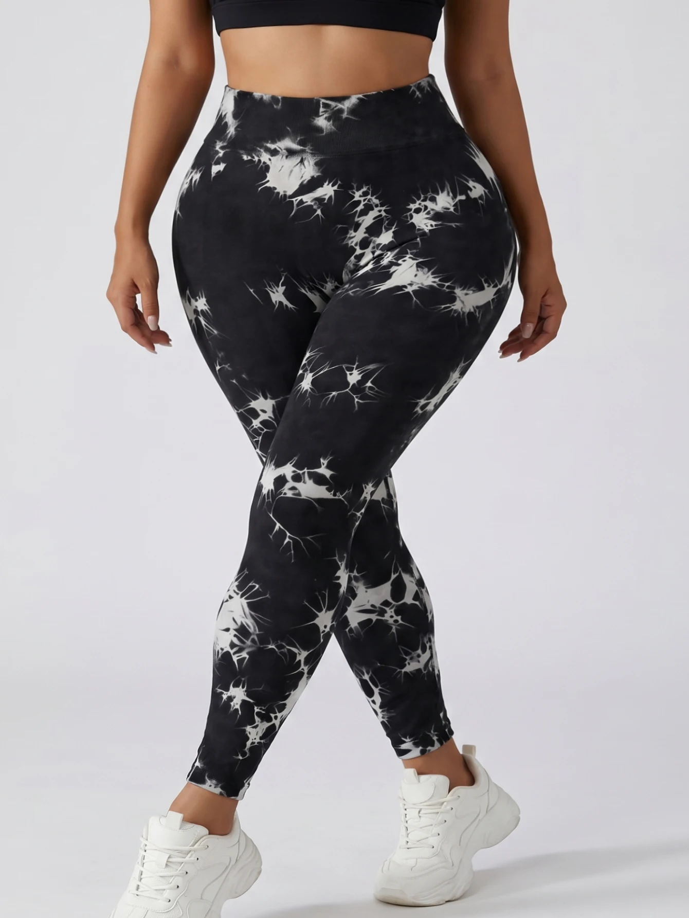 Plus Size Tie Dye Yoga Leggings Women High Waist Seamless Tummy Control Butt Lifting Fitness Workout Tights Gym Activewear