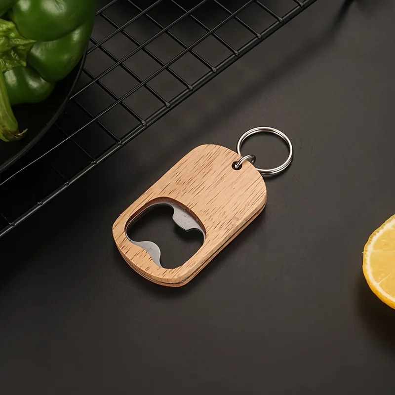 

Wooden Handle Portable Bottle Opener with Key Chain Portable Compact Bottle Opener, Wooden Handle Beer Bottle Opener