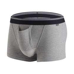 Sexy Mens Convex Separation Panties Threaded Breathable Underwear Boxers Shorts U Convex Pouch Underpants Trunk Boxershorts