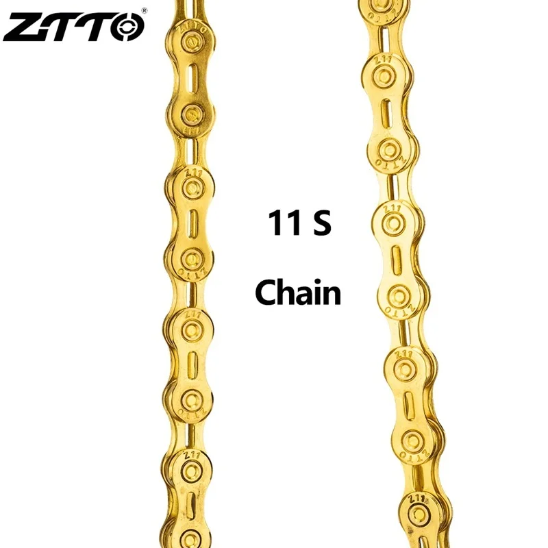 

ZTTO Gold Bicycle 11S Chains MTB Road Bike 11 Speed Chain 11V Chain Cycling Accessories With Missing Link Magic Connecter