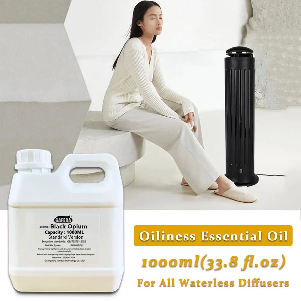 GAFERA 1000ml (33.8 oz) Aceite Esencial de Opio Negro, para Máquina de Aromaterapia, Difusor, Recarga de Aceite Aromático, Perfume para Difusor de Aroma