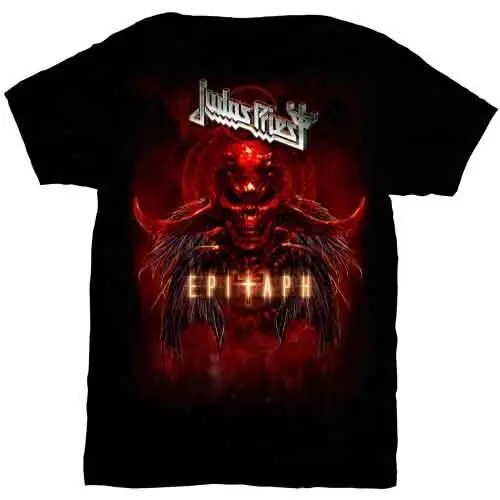 Judas Priest Epitaph Red Horns T Shirt Black New