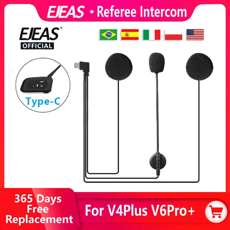 Original EJEAS Type-C Interface Headset Mounting Clip Double-Sided Tape Base For V4 Plus/V6Pro+ V7 Q7 Q8 Moto Helmet Earphone