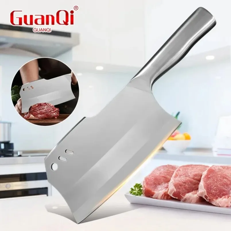 Sharp  Stainless Steel Handle Kitchen Knife Quality Kitchen Chopping Bone Cleaver Meat and Cut Vegetables Chicken Butcher Knife