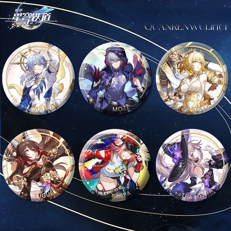 Games Honkai Star Rail Button Pin 58mm Aglaea Herta Fugue Sunday Rappa Boothill Lingsha Feixiao Firefly Brooch Badge Bag Gift