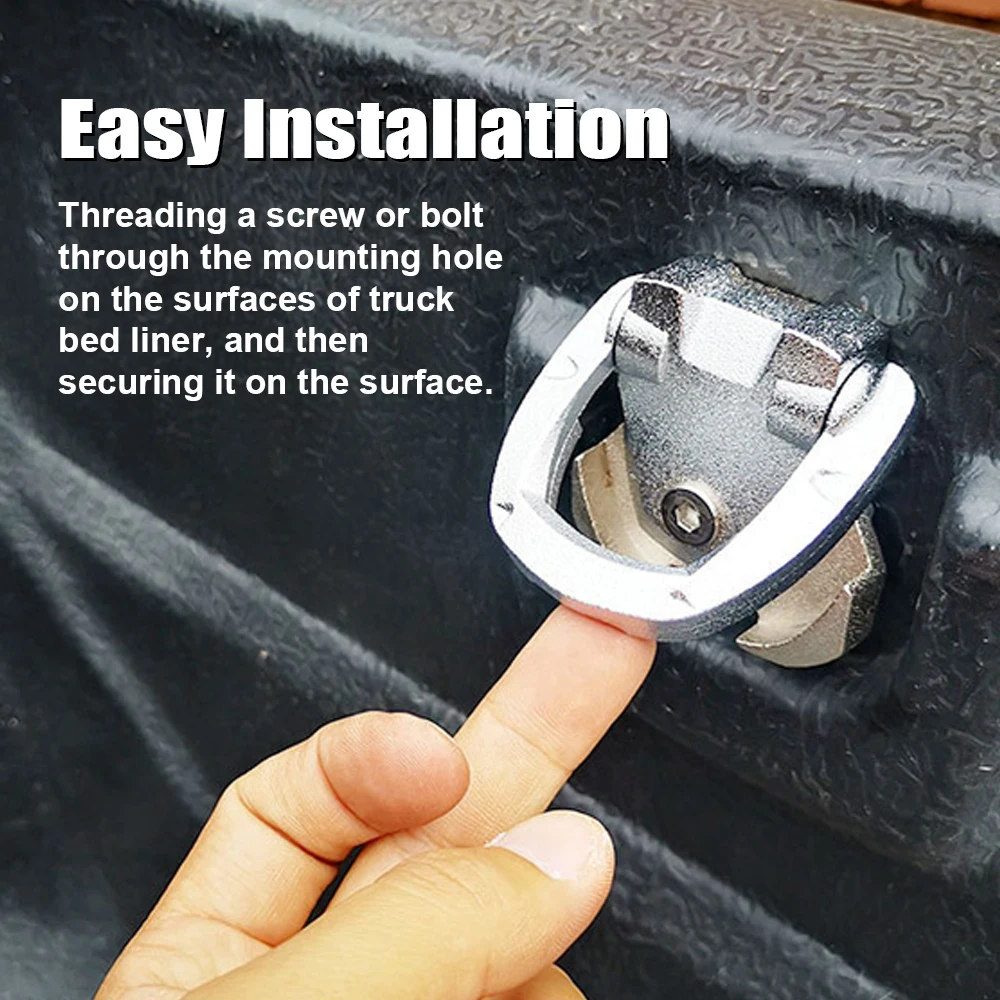Âncora de forro de cama pesada para caminhão captador, anéis d de liga de níquel resistentes, âncoras de amarração, ganchos de montagem de carga traseira duráveis com parafusos
