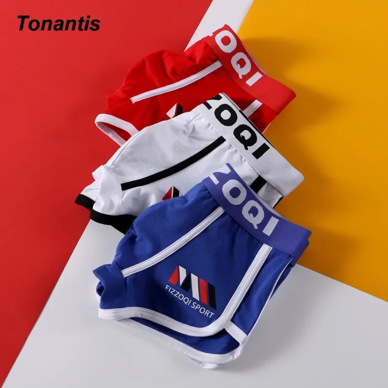 3Pcs/Set Boxer Shorts Mens Fashion Letter Cotton Underwear Young Students Sweat-absorbent Breathable Korean Men\'s Panties XXXL