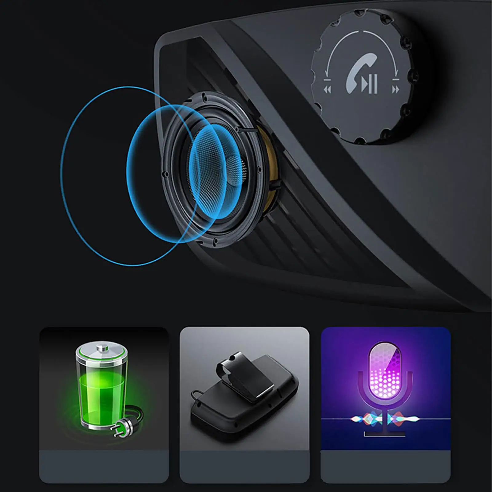 

Автомобильный Bluetooth-спикерфон с регулятором громкости и креплением на козырек, портативный, 5.0