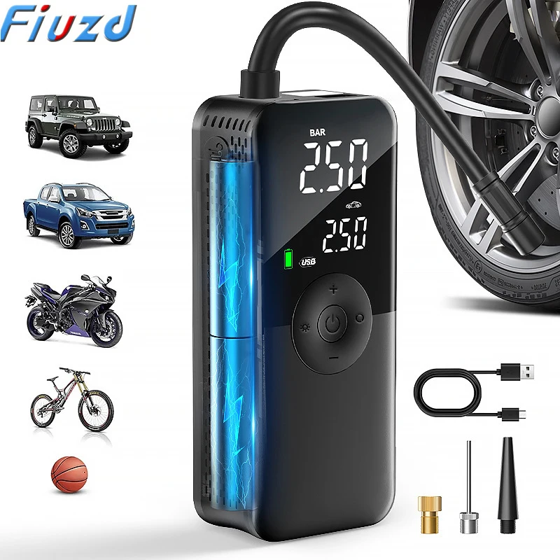 Rechargeable Air Pump Tire Inflator Portable Compressor Digital Cordless Car Tyre Inflator For Motocycle Bicycle Balls