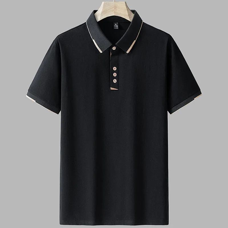 Men's high quality summer new lapel men's short sleeve polo shirt fringe solid color business casual men's polo shirt M-6XL 7XL image 4