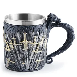 Nordic Viking Sword Beer Mug Flying Dragon Handle Mug Viking Ornament