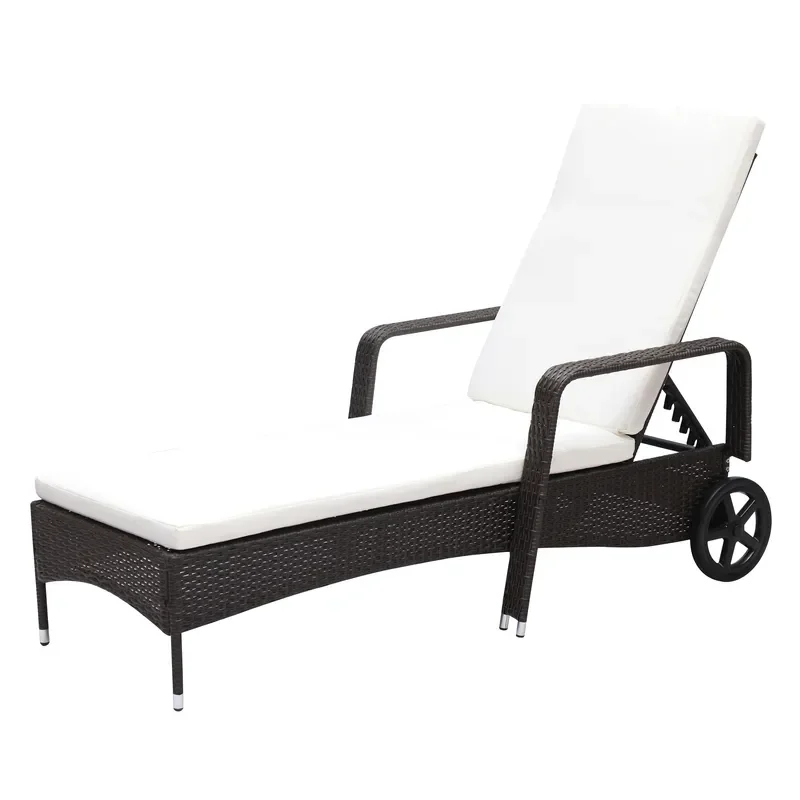 Modern Outdoor Lounge Chair with Wheels Adjustable Tilt Terrace Sunbed Weatherproof Eco Friendly Customizable Color