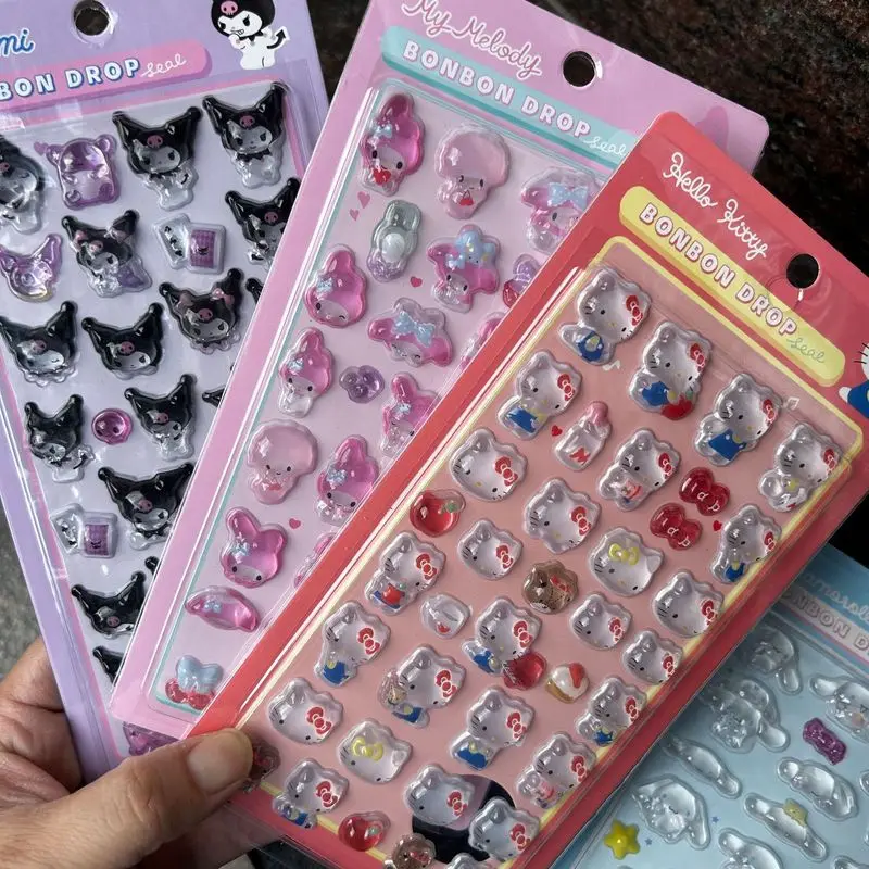 

48pcs Cute Japanese Sanrio Fun Stickers, Yuguigou Meileti Cartoon 3d Relief Stickers, 3d Decorative Stickers