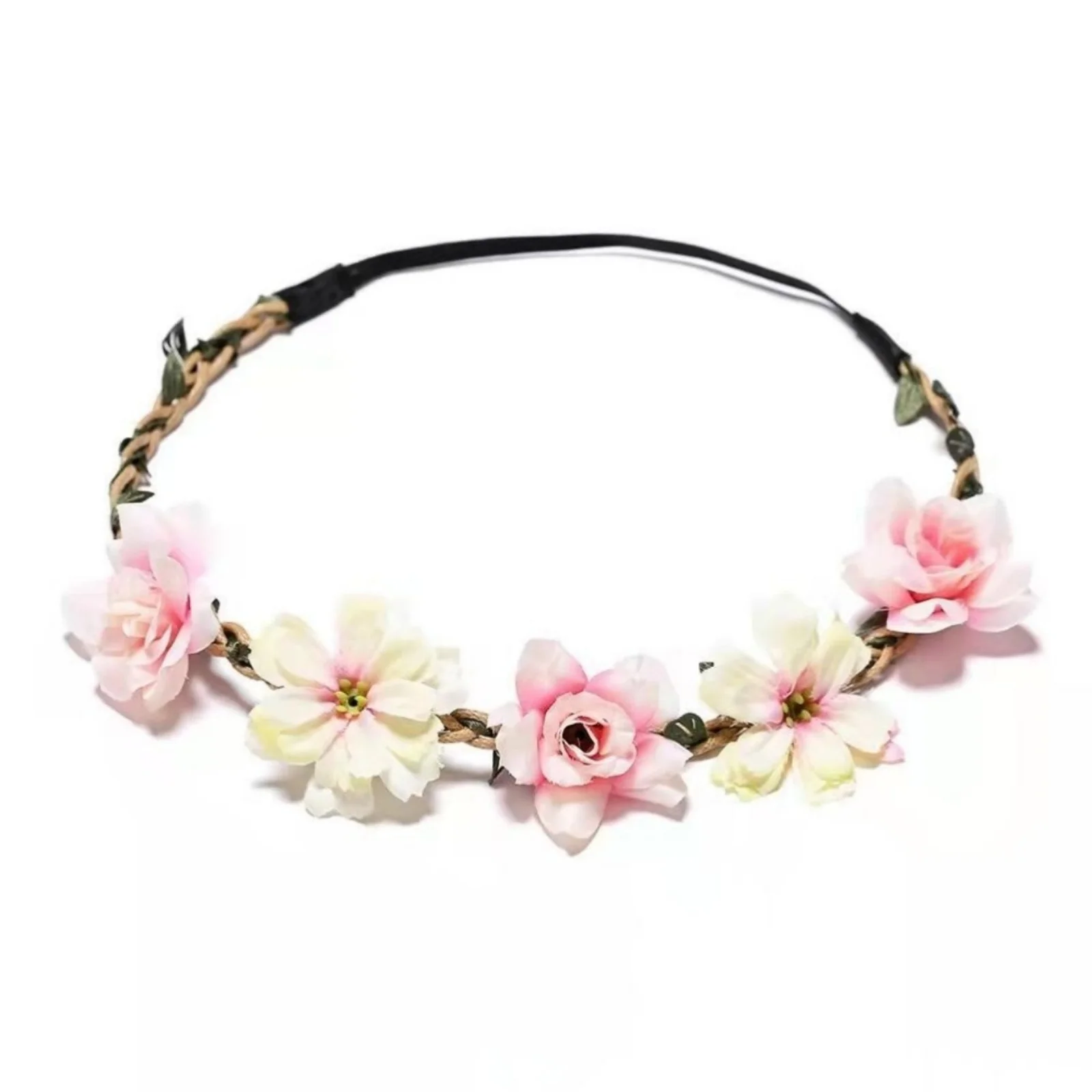 1 Stück Braut- und Brautjungfern-Kopfschmuck, Blumenkranz, Haarband, Haar-Accessoire, Handgelenk-Blume, für Reisen, Urlaub am Meer – Detail 10