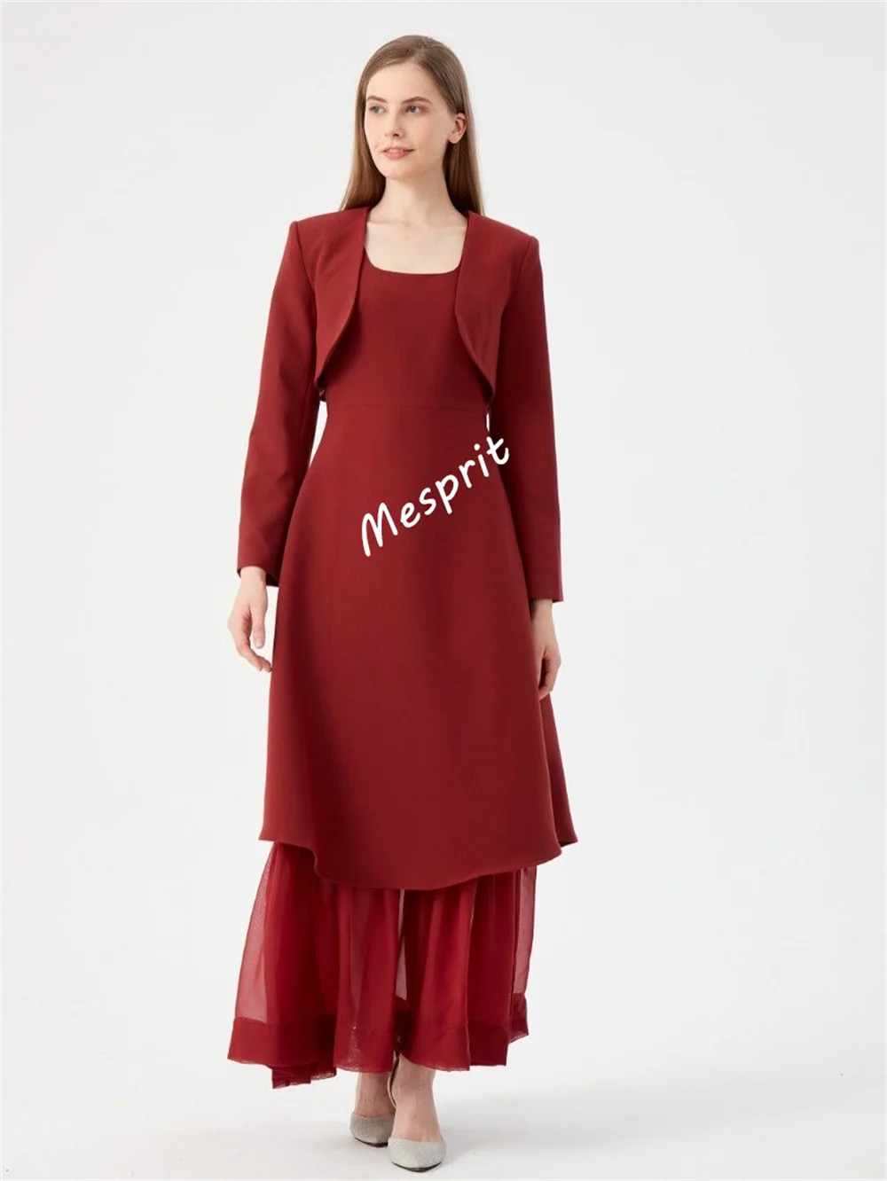 Maßgeschneiderte Jersey-Midikleider in A-Linie mit quadratischem Ausschnitt, maßgeschneiderter Anlass, Heimkehr, elegantes Partykleid von hoher Qualität