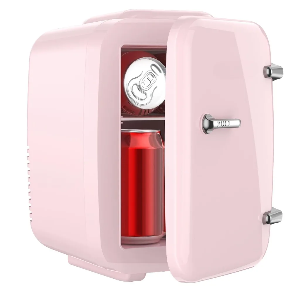 

Mini Fridge, 4 Liter/6 Cans Small Refrigerator for Skincare, 110V AC/ 12V DC Thermoelectric Cooler and Warmer