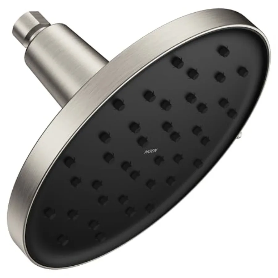 

Rain shower head for bathroom, brushed nickel, adjustable high-pressure rainfall, spot resist finish, Infiniti Dial and Magneti