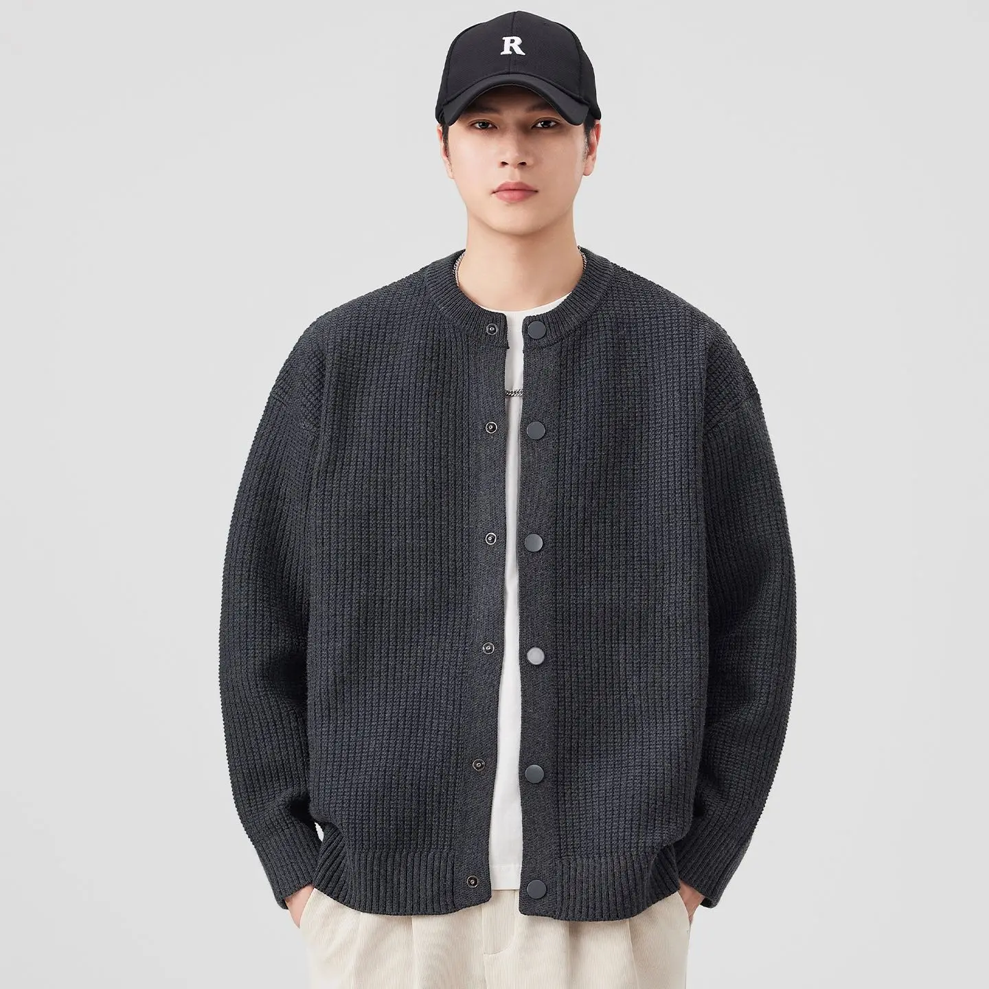 

Men Autumn Winter Vintage Fashion Loose Casual Knitted Sweater Cardigan Jacket Couple Streetwear Jumper Coat Outerwear
