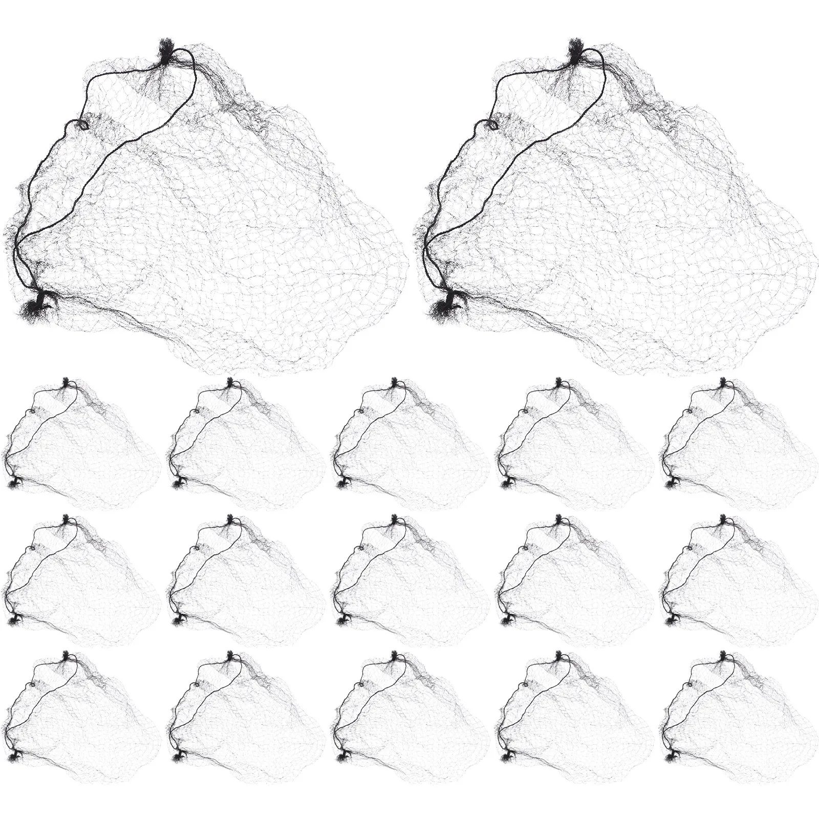 

100Pcs Black Nylon Hair Net 20-Inch Invisible Mesh Reusable High Elastic for Women Men Ballet Buns Wigs Sleeping Dance Catering