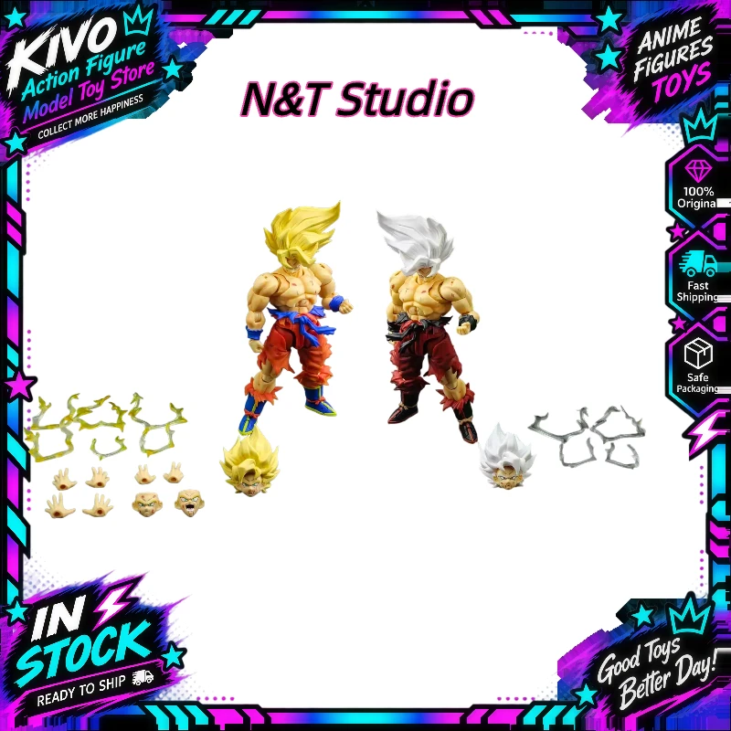 N&T Studio Dragon Ball Super Saiyan SHF Son Goku Battle Damaged 3.0 Anime Action Figures Bare Body Articulated Model Toys Gifts