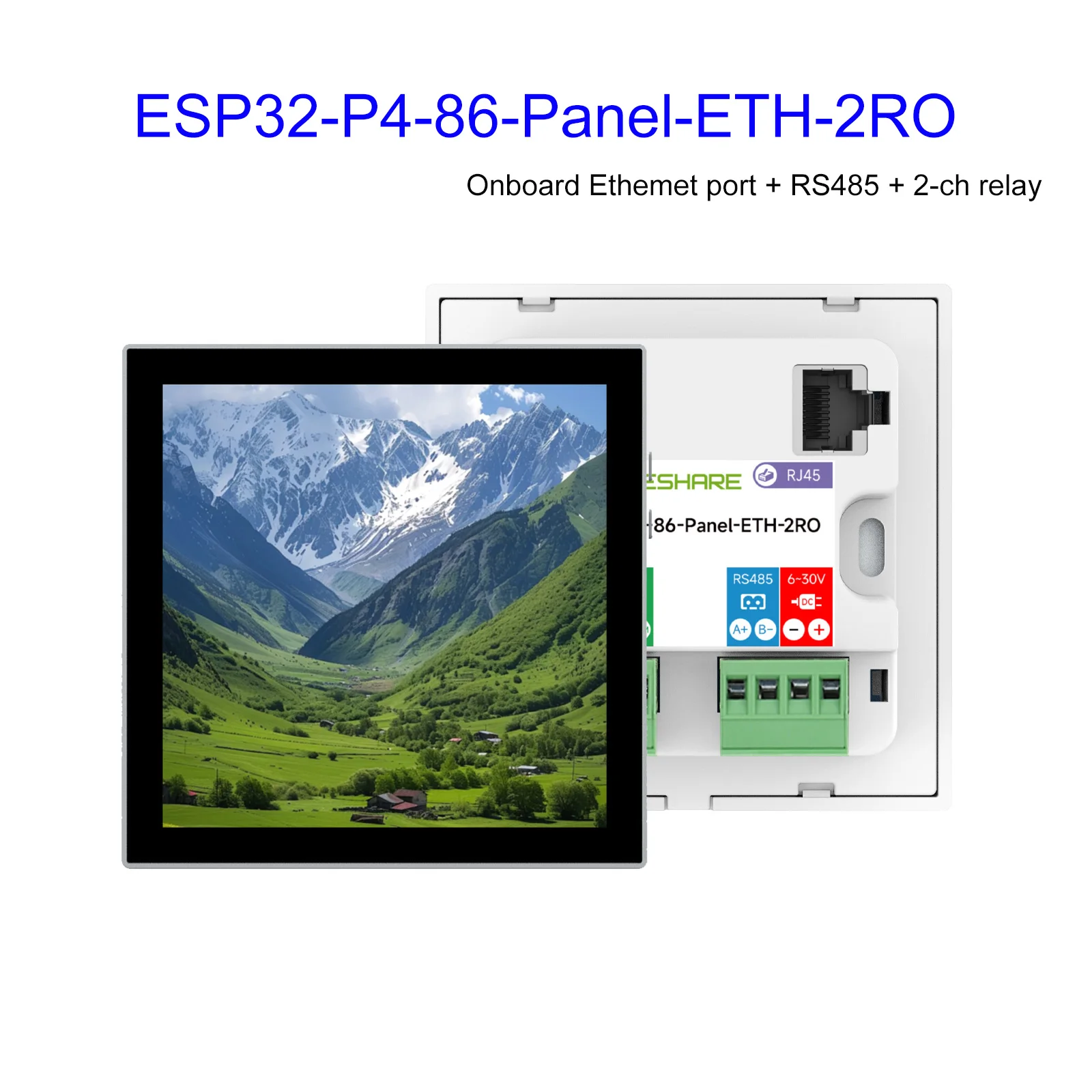 

ESP32-P4 Smart 86 Box Макетная плата с 4-дюймовым сенсорным ЖК-дисплеем 720x720 пикселей Порт Ethemetмента/RS485/2-канальным реле/RISC-V 32-битный