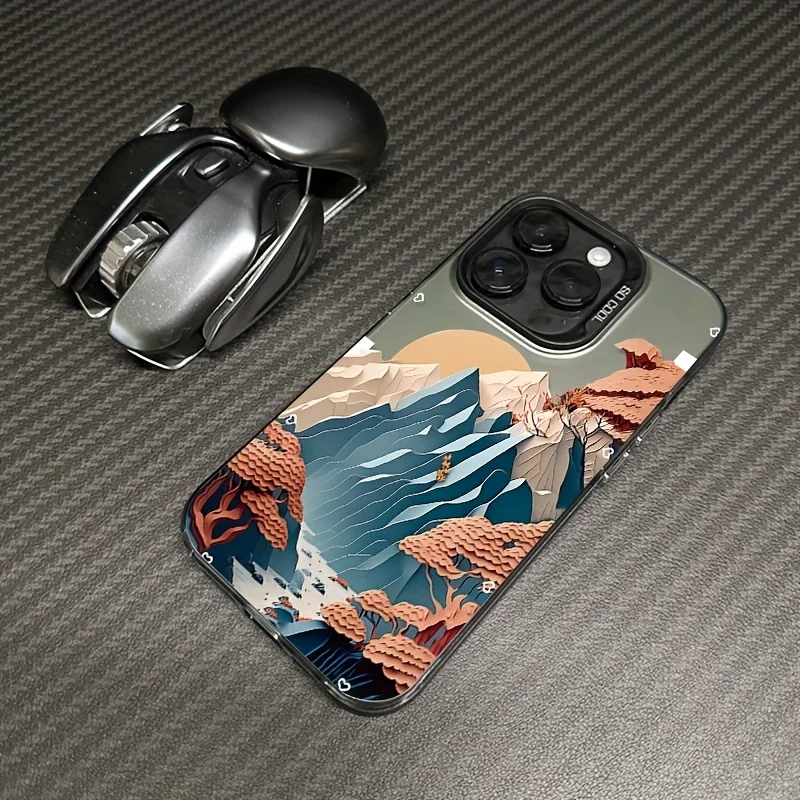Mountain peak landscape phone case for iPhone 17 16 15 14 13 12 11 Pro/ Max/Plus shock-proof rear cover anti-fingerprint