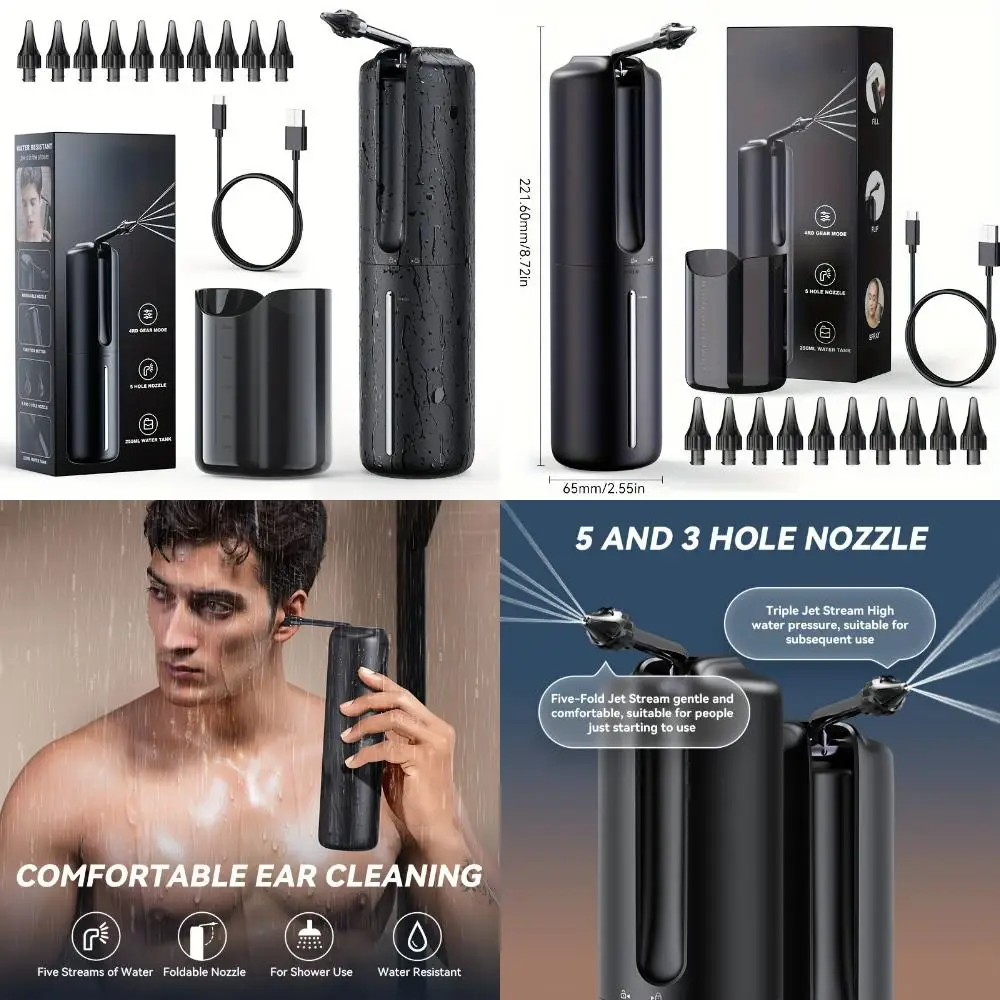 

High-Efficiency Portable Earwax Clearance Kit - Safe and Effective Ear Irrigation System - 4 Modes Ear Cleaning Kit for Adult Me