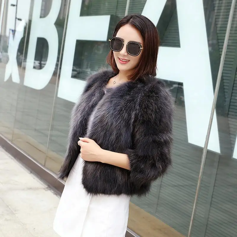 2022 New Winter Jacket Women\'s Large Real Fur Coat Natural Raccoon Fur Cap Thickened Warm Jacket Street Wear Short