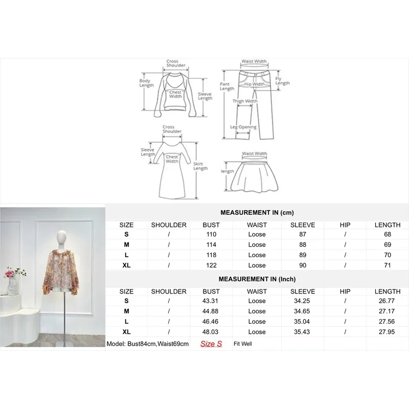 2025 신상 패션 브라운 바이올렛 플로럴 프린트 긴팔 블라우스 탑
