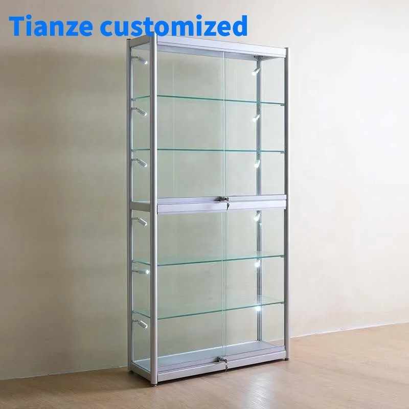 (Customized) Cheap Store Furniture Led Light Glass Display Showcase Fashionable Display Cabinet Vitrine