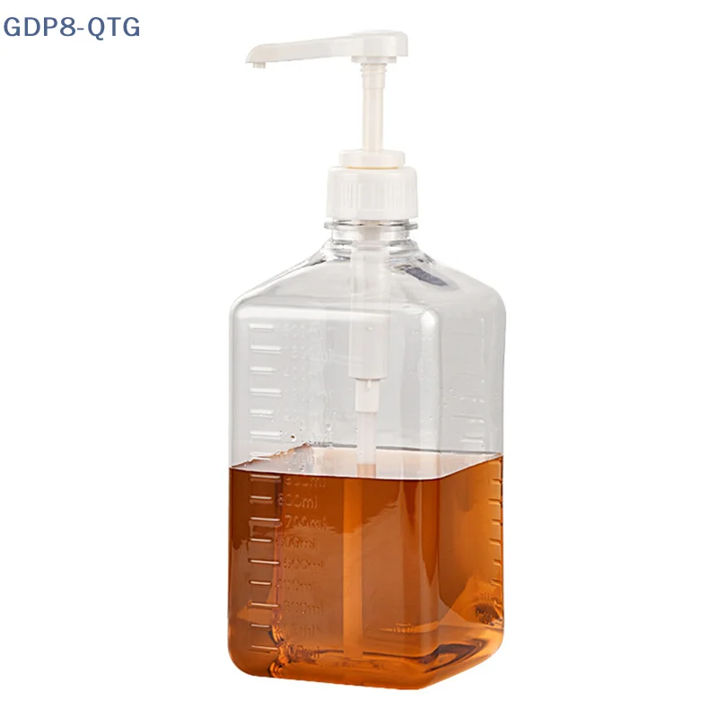 1PC 1600ml Flüssigkeitsspender mit Skala Kaffeesirup Biene Tropfflasche mit Hydraulikpumpe und Düsenkopf Küchenhonigbehälter