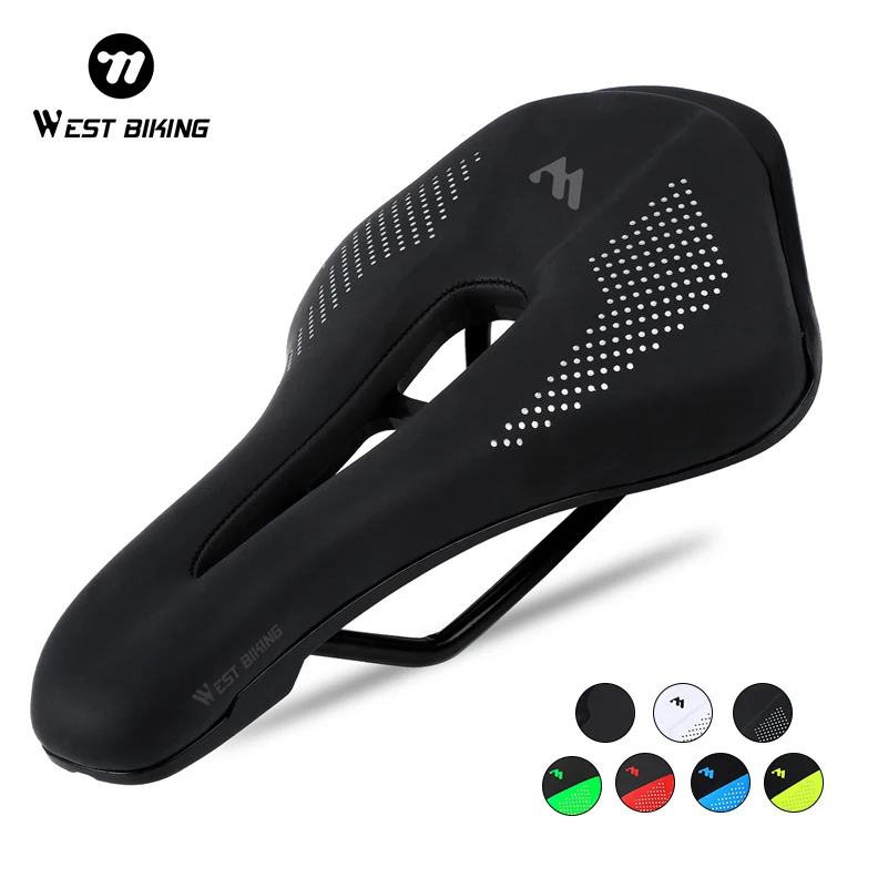 

WEST BIKING Ultralight Bicycle Saddle Comfortable Wear-resistant PU Leather MTB Road Bike Hollow Seat Short Nose Cycling Cushion