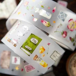 1 Loop Vintage Desk Of Botanist Plant Floral Washi PET Tape Planner DIY Card Making Scrapbooking Plan Decorative Sticker