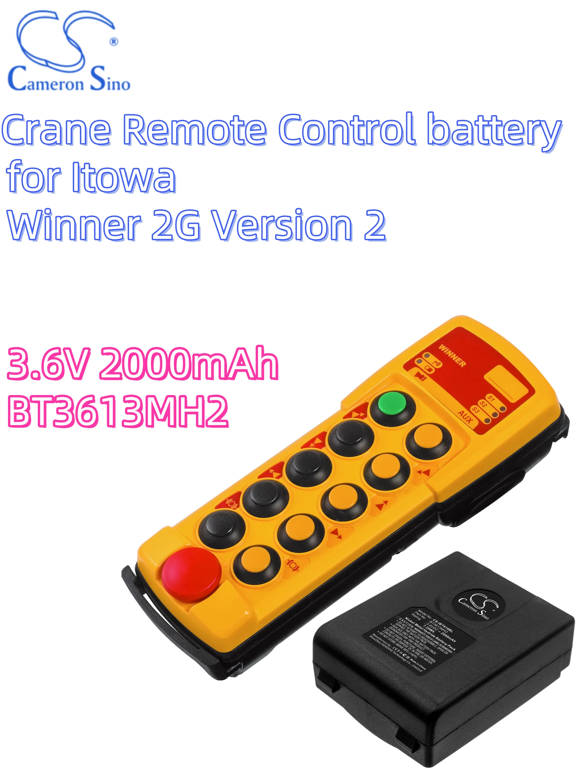 battery Cameron Sino batteries Crane Remote Control 3.6V 2000mAh for Itowa Winner 2BT3613MH2 CS-IBT616BLG Version 2