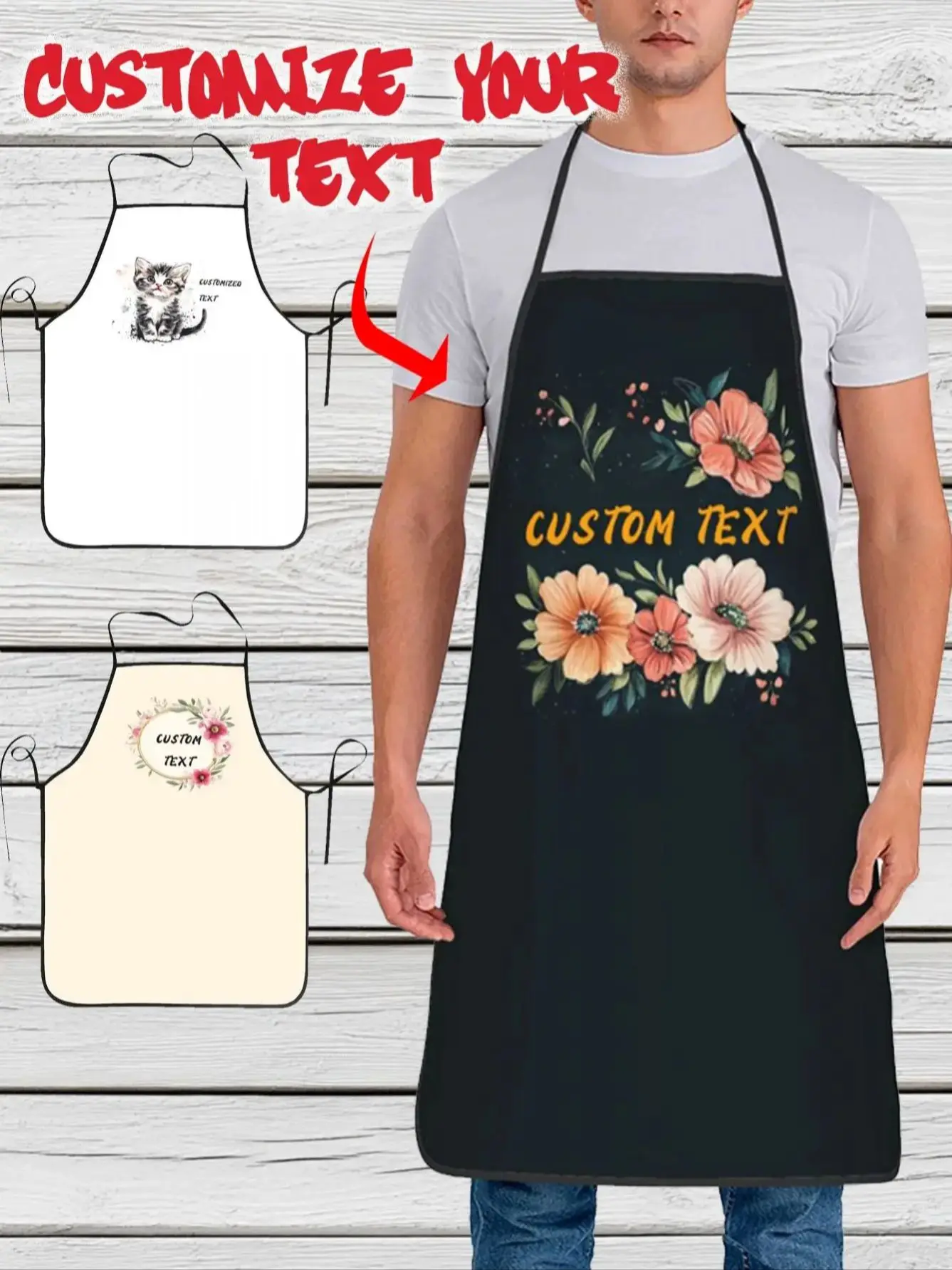 مخصص طباعة النص الرجال المطبخ المئزر التوقيع مآزر المطبخ المنزل الخبز الملابس #1