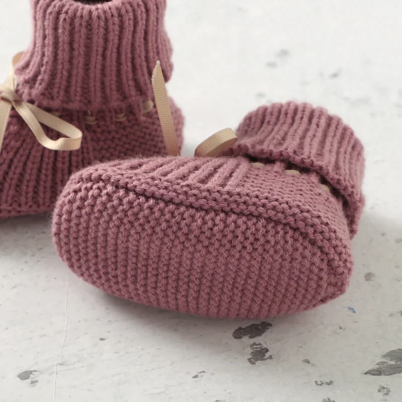 Baby Shoes Gloves Set Knit Newborn Boys Girls Boots Mitten Fashion Infant Slip-On Handmade Butterfly-knot Trendy Bed Shoes