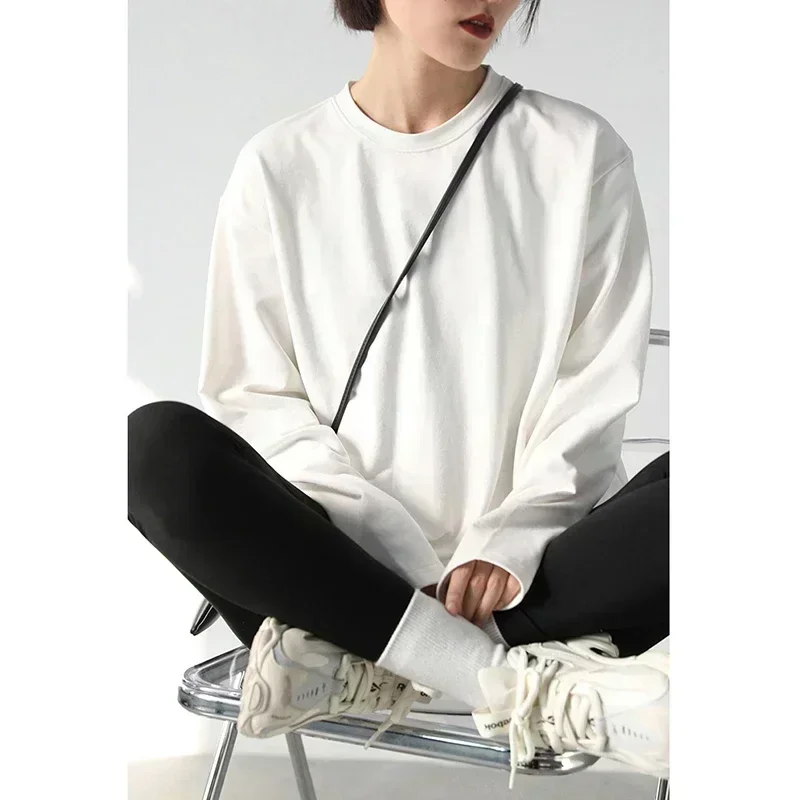 CHIC VEN Spring Autumn Women's Solid Color Loose Long Sleeve T-shirt O-neck Basic Top Bottomed Shirt  Casual  Tshirt Woman Femal