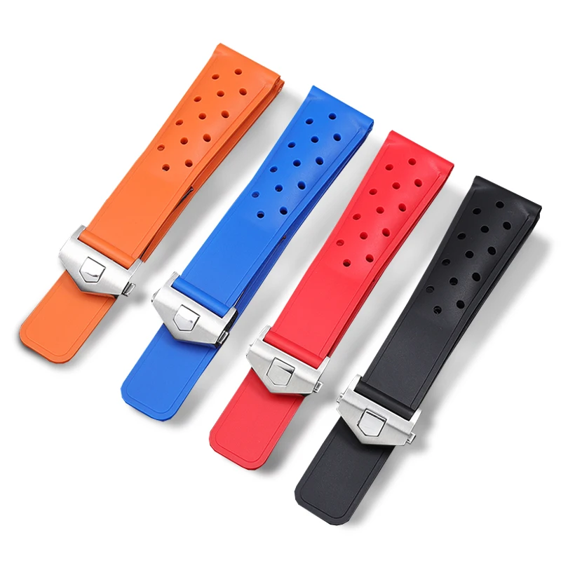 22mm Soft Rubber Silicone Watchband For TAG HEUER Strap MONACO CARRERA FORMULA 1 Watch Band Waterproof Bracelet Folding Buckle