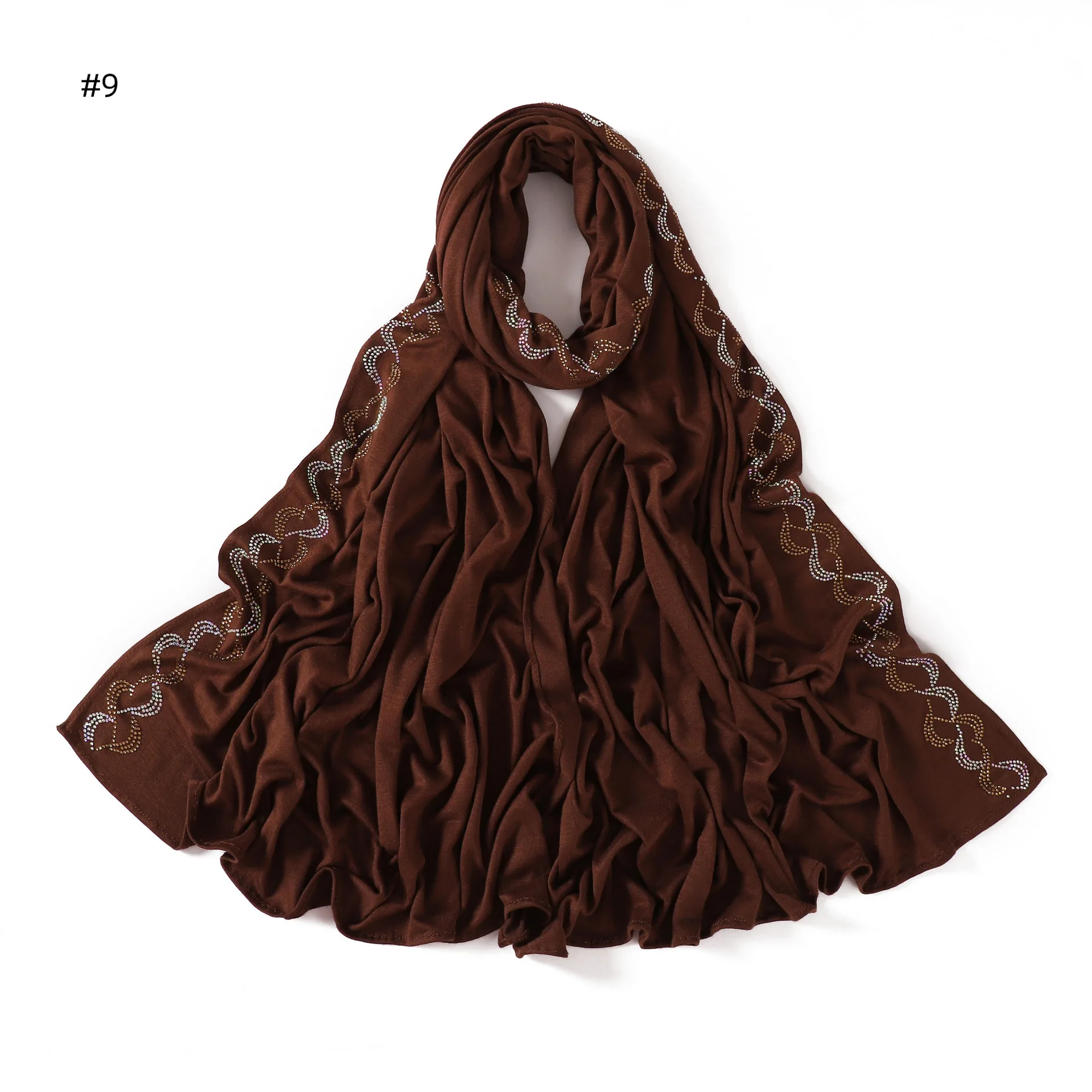 

Мусульманский трикотаж, хиджабы для женщин, роскошный мусульманский платок Ramanda Diamond, исламский тюрбан, мягкий коричневый хлопковый трикотаж, накидка на Ид Рамадан