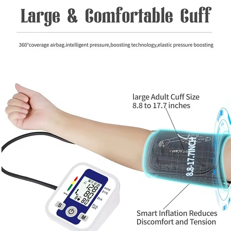 Arm Blood Pressure Monitor BP Automatic Digital Tensiometer Professional Medical Portable Tonometer Heart Rate Monitor 32 Cuff