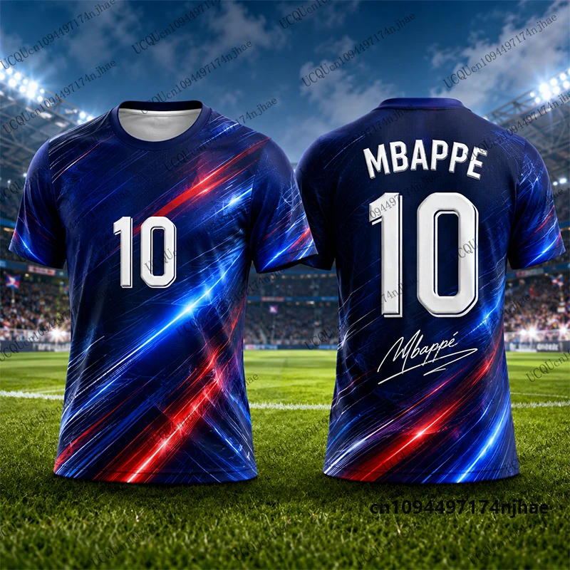 2027 Neues Sondermodell Mbappé # 10 bedruckte Fußballtrikots für Herren, T-Shirt, Sommer, atmungsaktiv, schnelltrocknend, Sport-T-Shirts, lässige Oberteile für Kinder/Erwachsene – Detail 8