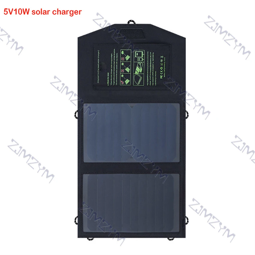 Carregador de painel solar usb saída 5v 10w à prova dwaterproof água mochila banco energia móvel para celular bateria dobrável células solares