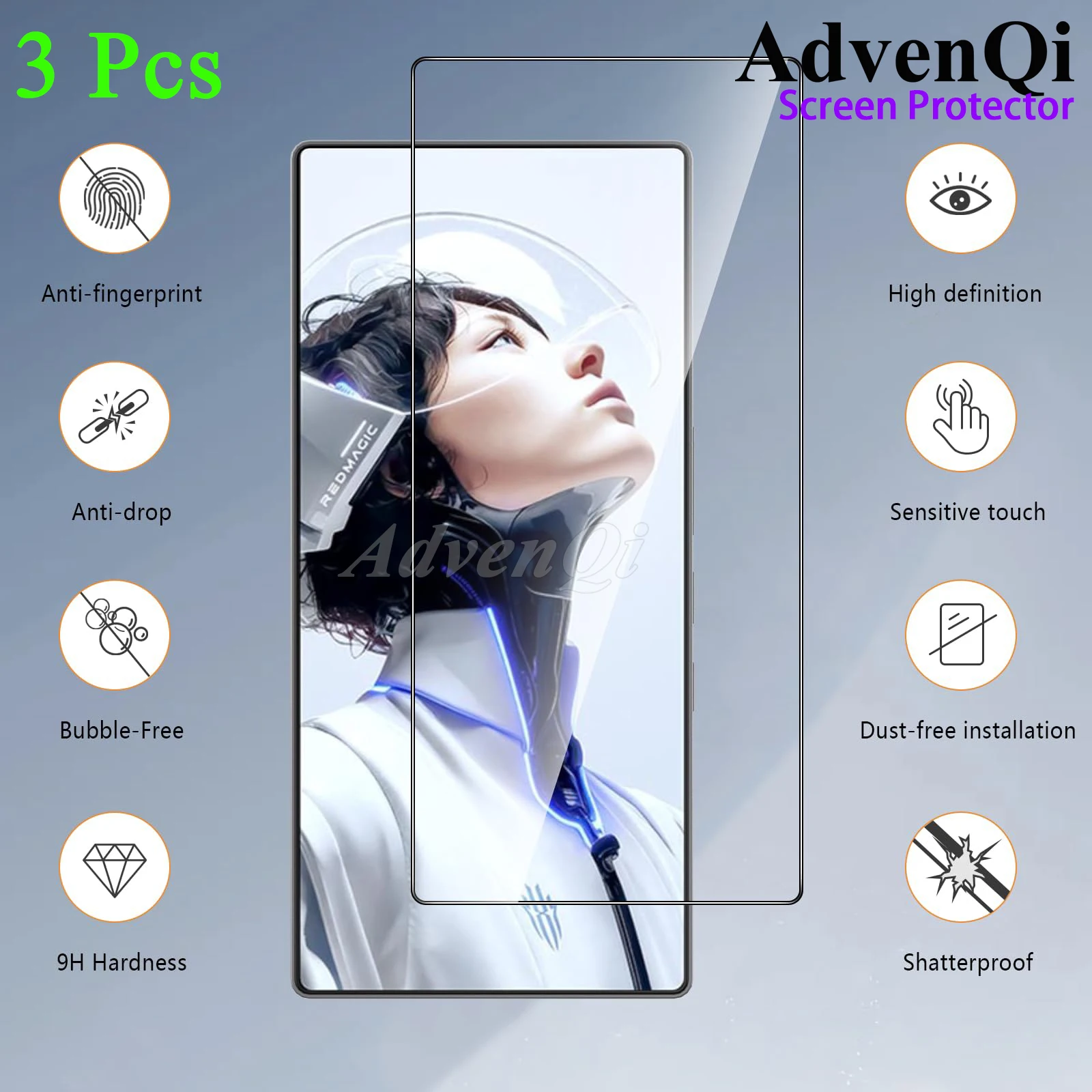 Image of 3 Stück für Nubia RedMagic 11 Pro 11S Pro + ZTE Displayschutzfolie aus gehärtetem Glas, Kristall-HD-Mica, 9H, kratzfest