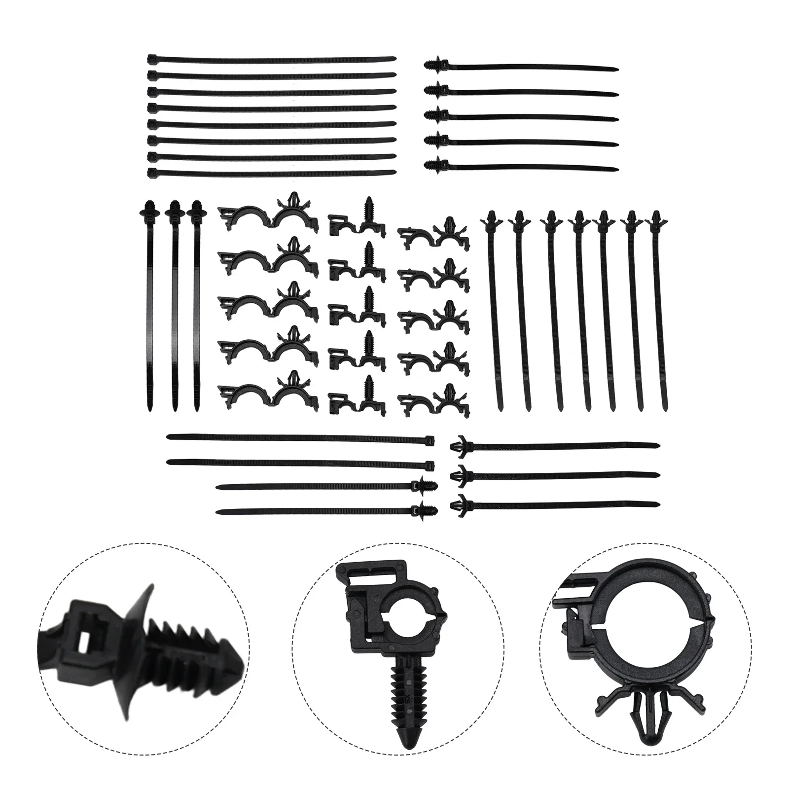 Efficient Wire Routing With Push Mount Cable Zip Ties 45Pcs Set With Wire Harness Clips Suitable For Indoor And Outdoor Use